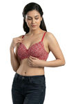 Zivame Padded Non Wired 3/4th Coverage Tshirt Bra - Red Flowy Floral — thumbnail 4